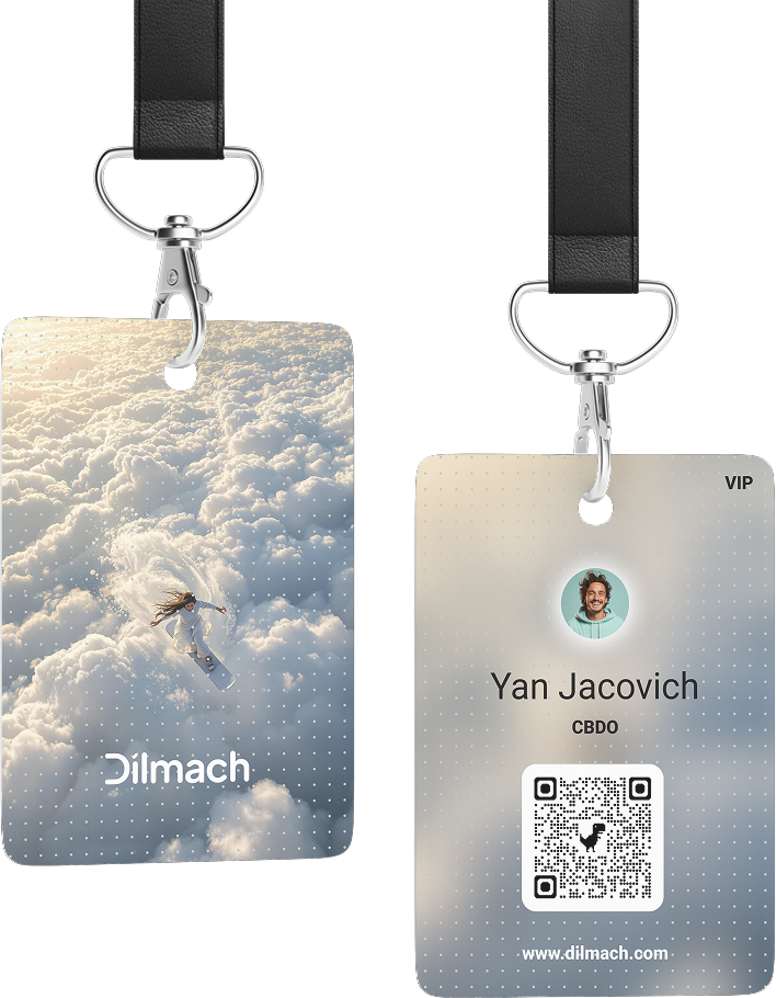 Dilmach event badge featuring a snowboarder among the clouds